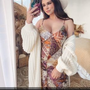 New western Boho silky long dress
